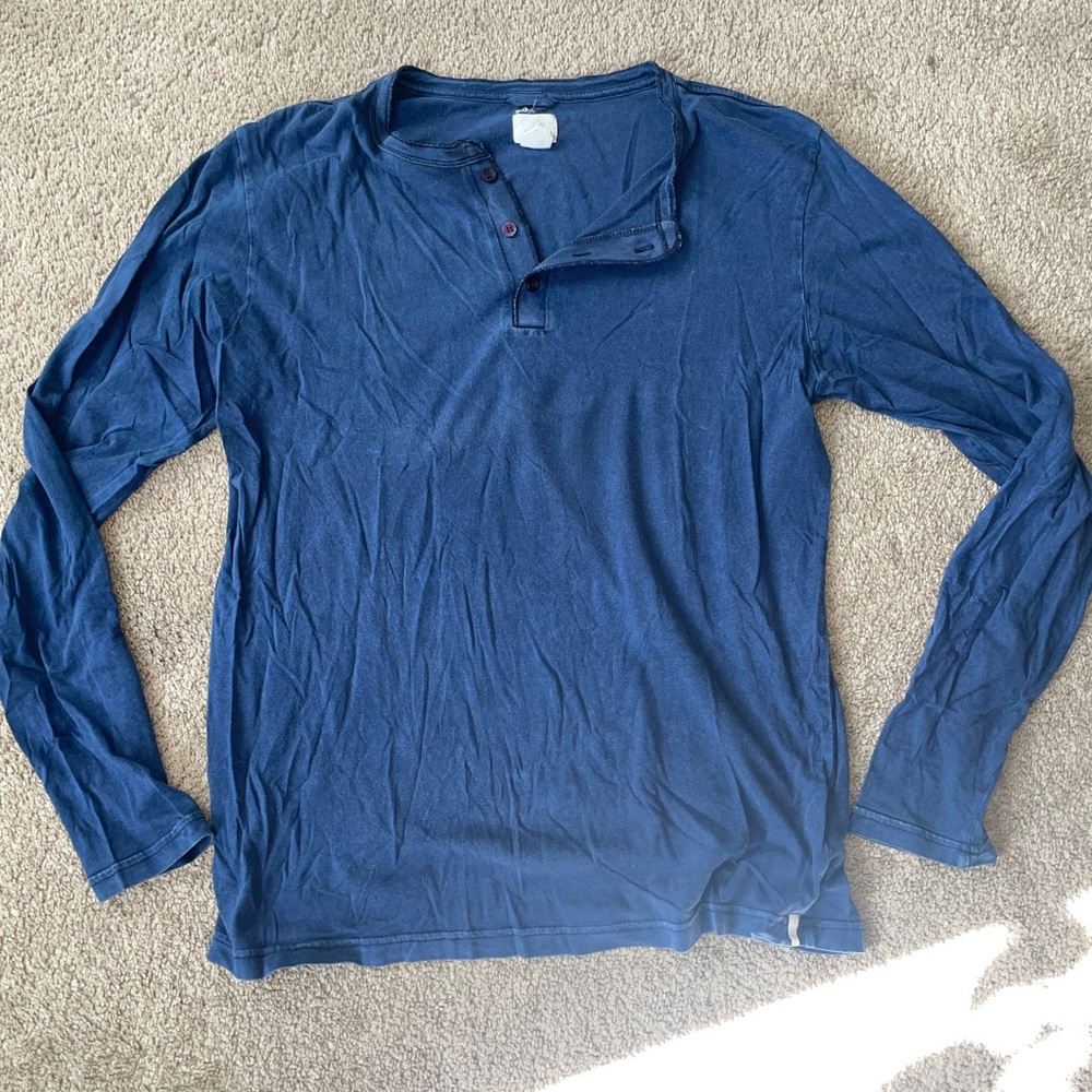 RVCA MENS LONG SLEEVE HENLEY - INDIGO